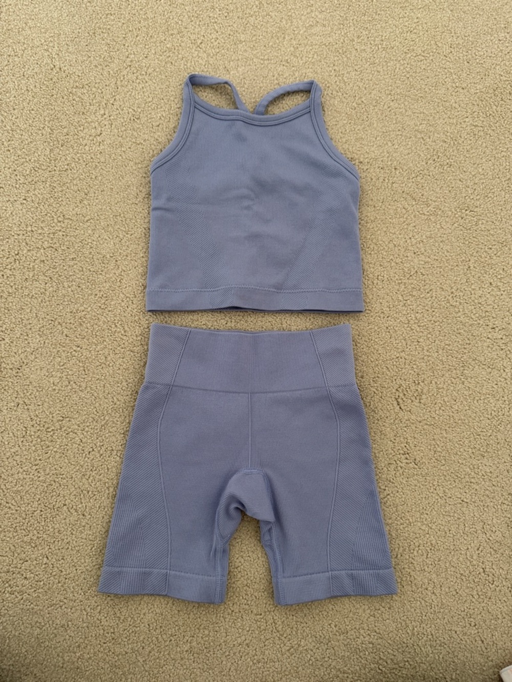 All In Motion Ribbed Tank & Bike Shorts Set - Lavender